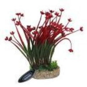 Betta 8" Red Flower Plant with Sand Base - All Things Aquatic