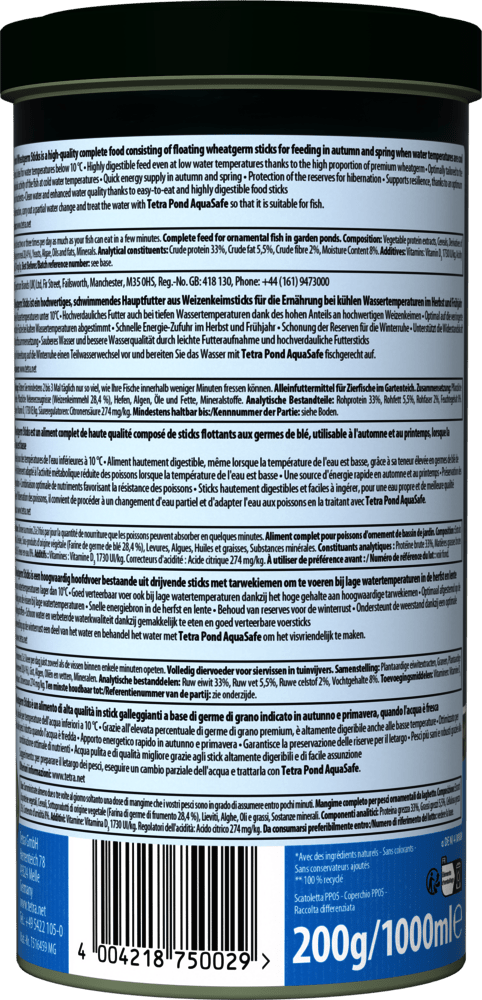 Tetra Pond Wheatgerm Sticks 1L 200g detail - All Things Aquatic