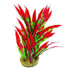 Betta 8" Green And Red Plastic Plant With Sand Base