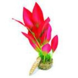 Betta 8" Red Flame Silk Plant With Sand Base